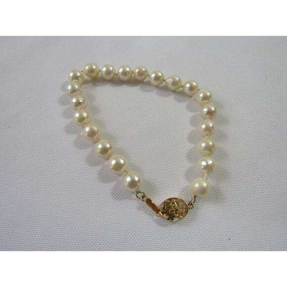 VTG Faux Pearl Bead Wrist Bracelet 5" Y2K Whimsical Art Boho Cottagecore Y2k - Picture 1 of 3